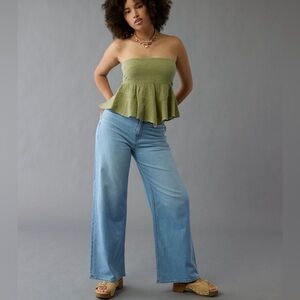 American Eagle Outfitters Light Blue Wide-Leg Jeans